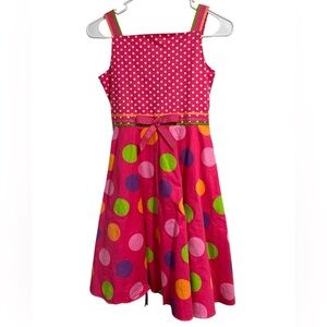 Rare Editions Pink and White Polka Dot Dress